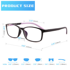 Mind Bridge Big Kids and Teens Computer Glasses (Black Purple) - CrystalHillGlasses.com