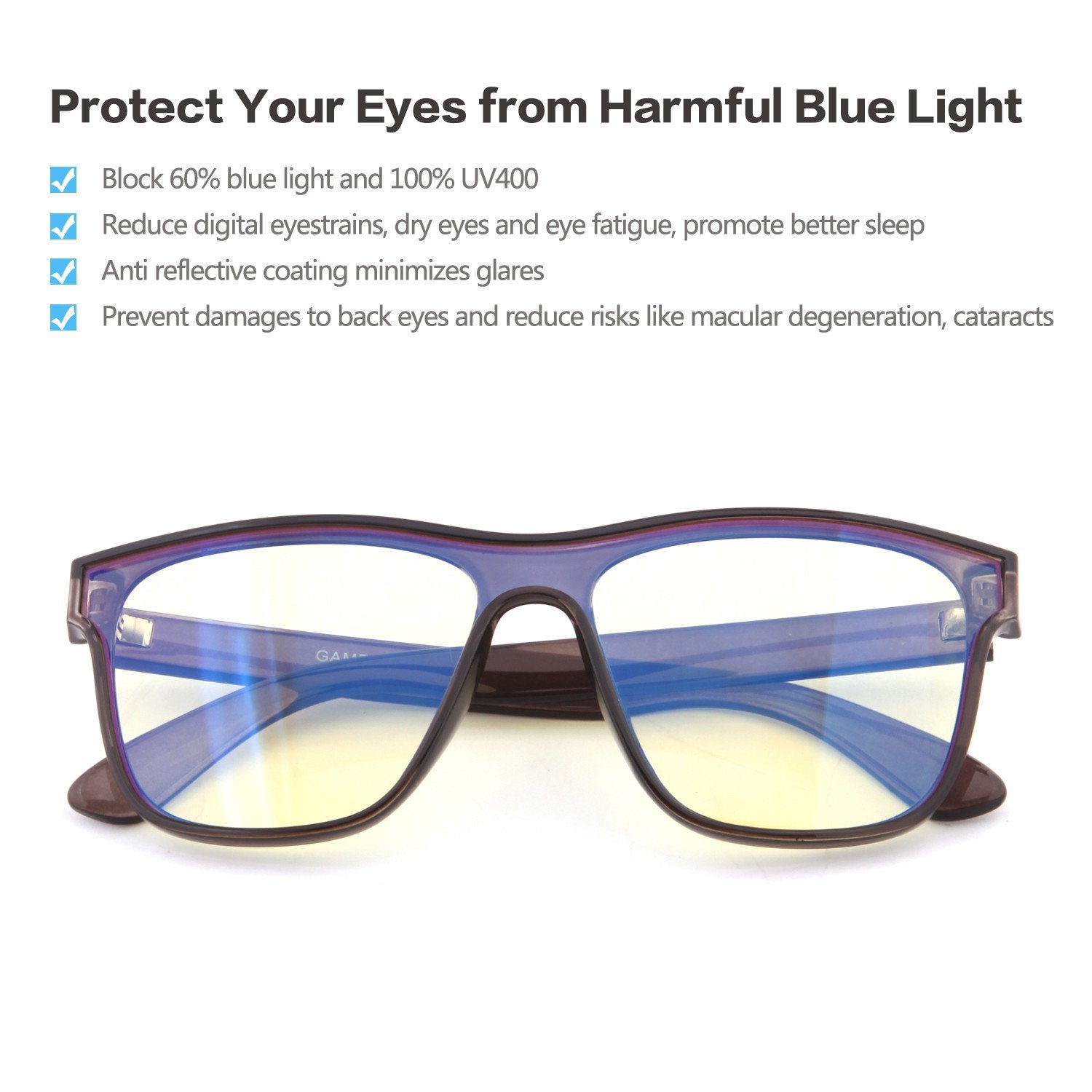 Anti Blue Light Blocking Glasses No Glare Computer Gaming 